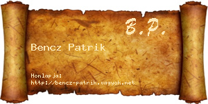 Bencz Patrik névjegykártya